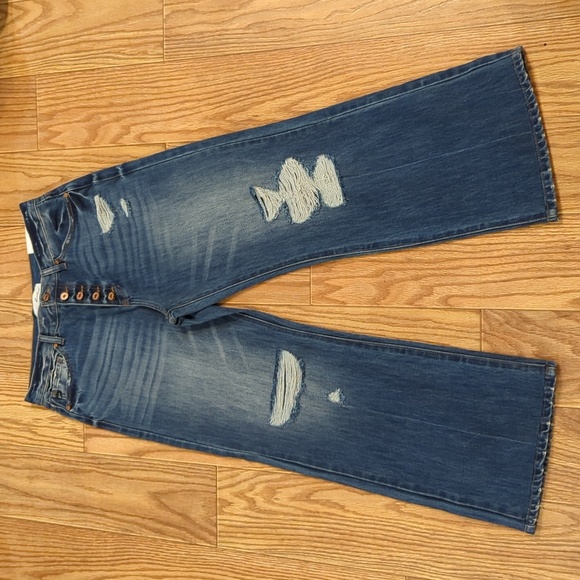 KanCan Denim - NEW KanCan flare jeans size 9 / 28" button fly 100% cotton distressed 90s style